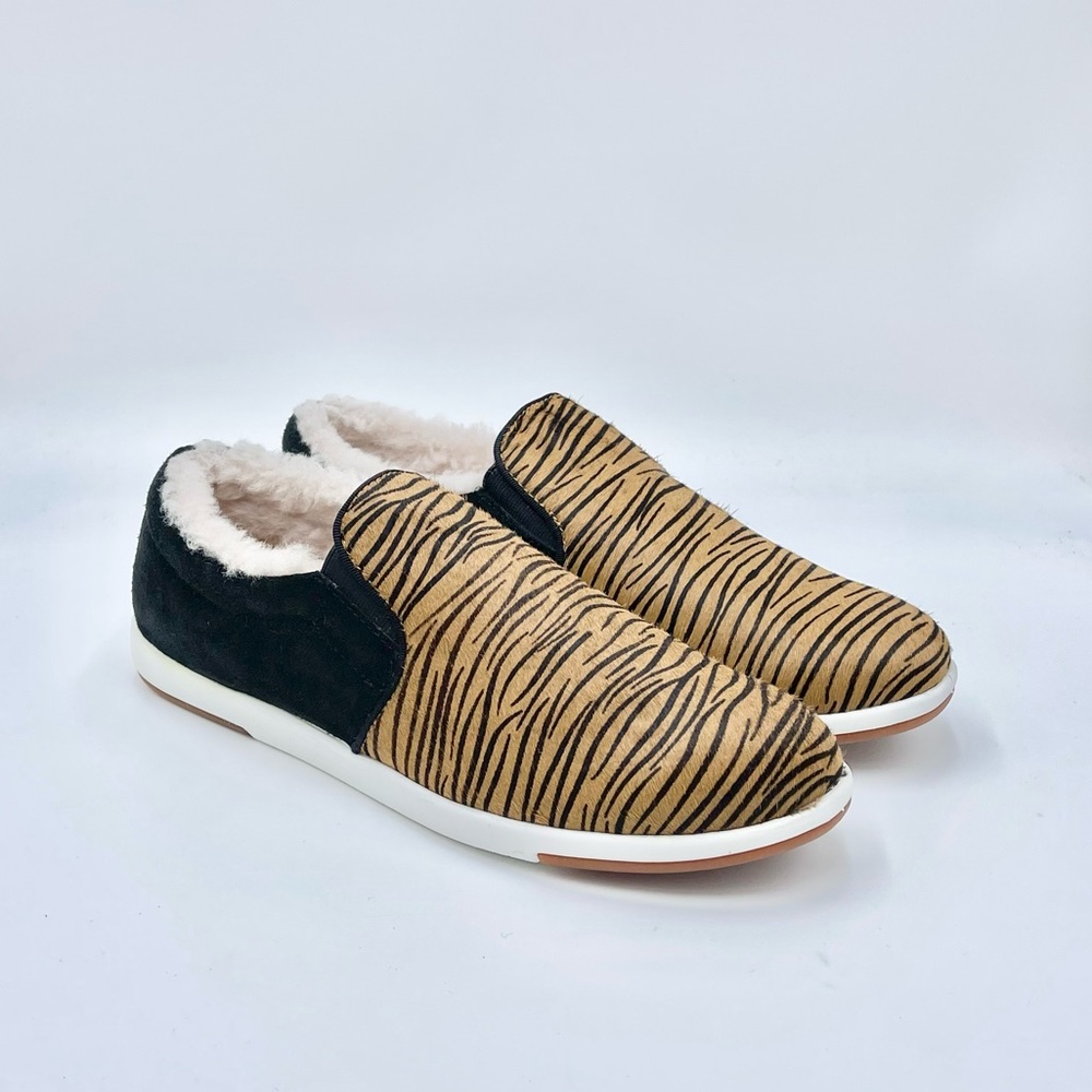 NEW EMU Australia Brunswick Fur Deluxe Wool Tiger Stripe Slip On Shoe Women’s 10